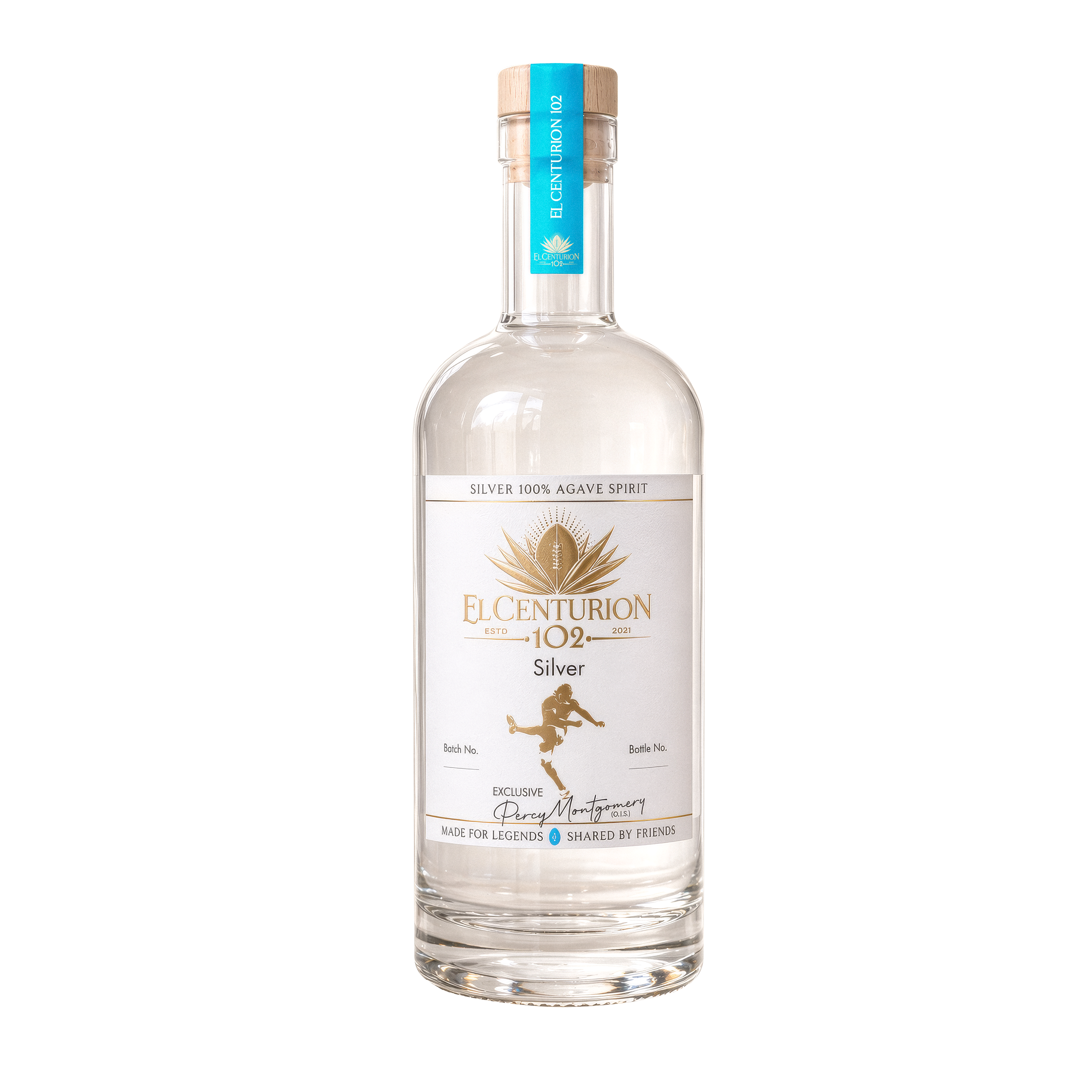 El Centurion 102 silver bottle on a white background