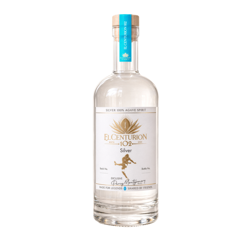 El Centurion 102 silver bottle on a white background