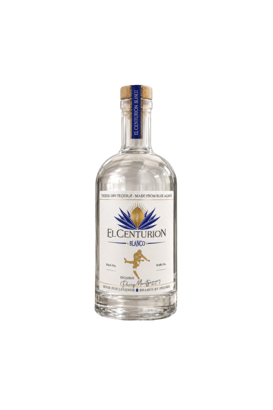 El Centurion Blanco tequila bottle on a white background